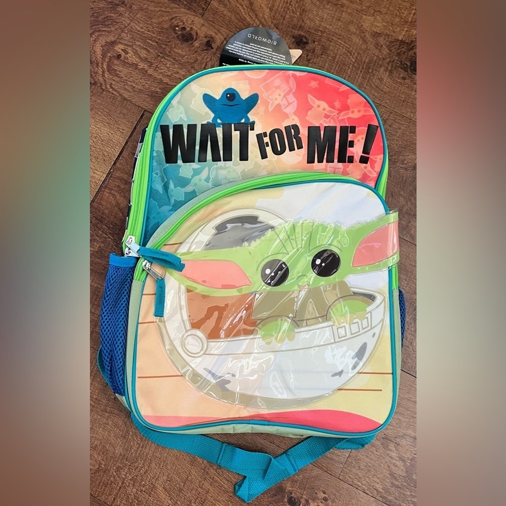 NWT Bioworld Disney the mandalorian grogu 16” backpack “wait for me”